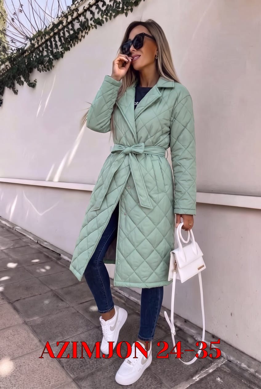 пальто стеганое плащ стеганый куртка женская весна dh fashion,пальто стеганое женское,пальто стёганое,куртка демисезонная длинная стеганая с поясом ah fashion,пальто женское