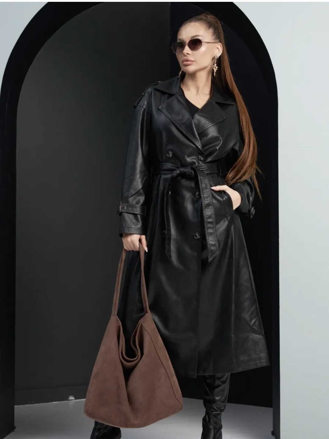 длинный кожаный плащ,плащ тренч кожаный,тренч кожаный длинный плащ popova.collection,плащ из экокожи,плащ из экокожи женский