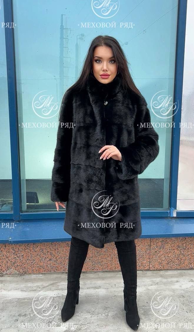 шубка из меха европейской норки стойка воротник 90 см чёрный,шубка из меха европейской норки стойка воротник 100 см,шуба норковая поперечный крой (черный) стойка,шубка из меха европейской норки стойка
