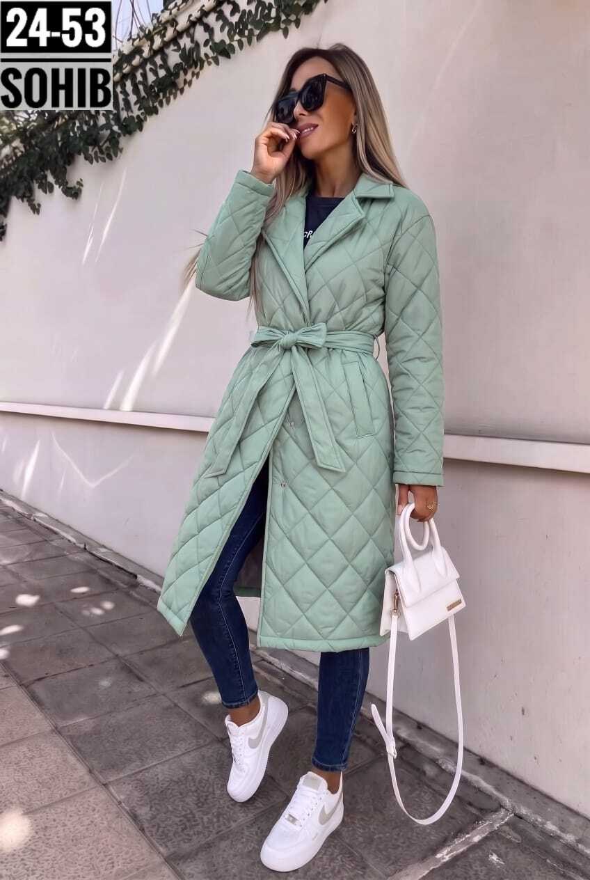 куртка демисезонная длинная стеганая с поясом ah fashion,пальто стеганое плащ стеганый куртка женская весна dh fashion,пальто стеганое женское,стеганое пальто,плащ стеганый женский пальто стеганое