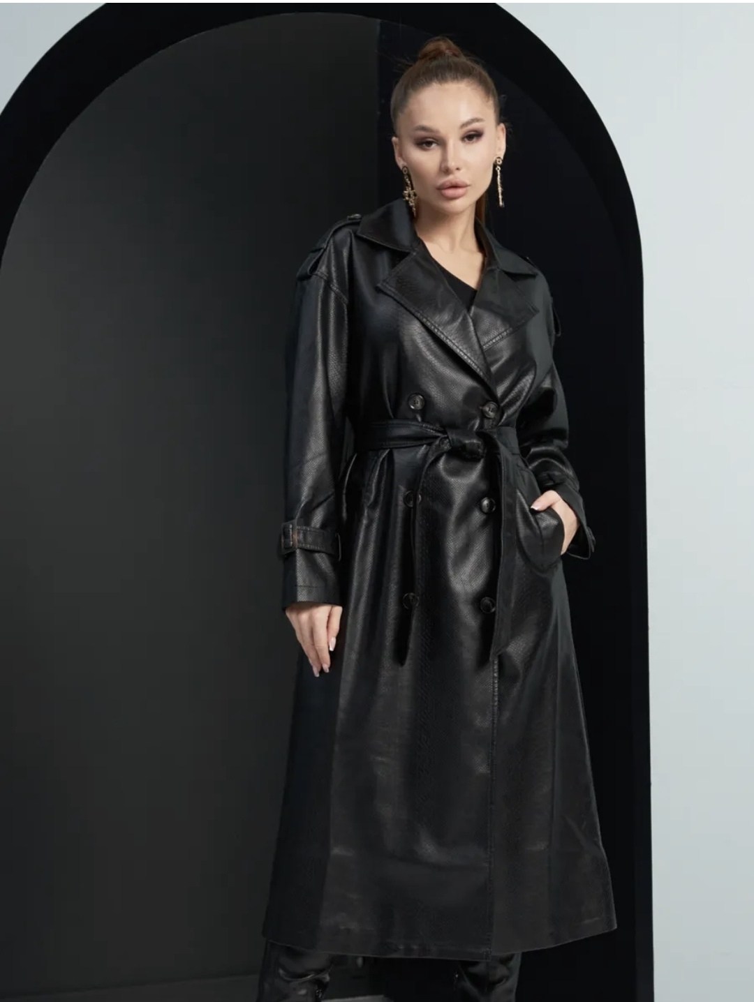 длинный кожаный плащ,плащ тренч кожаный,тренч кожаный длинный плащ popova.collection,плащ из экокожи,плащ из экокожи женский
