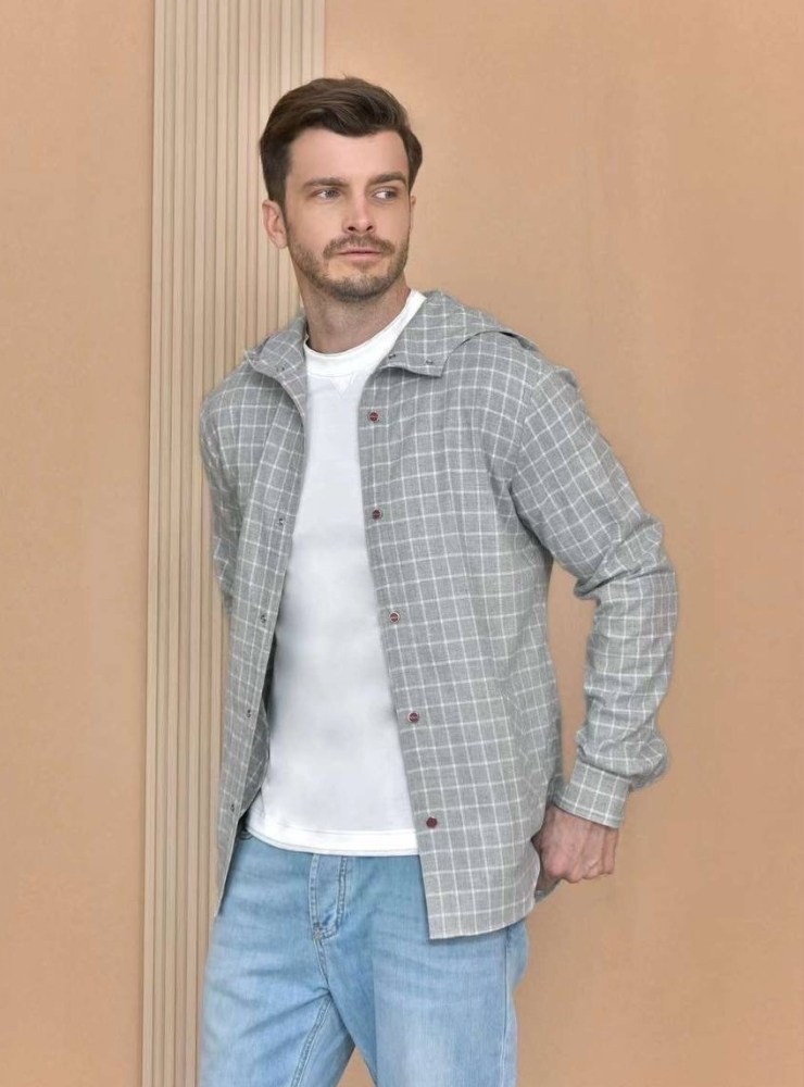 рубашка с капюшоном kiton,рубашка с капюшоном мужская,рубашка с капюшоном,рубашка из муслина для мальчика,рубашка для мальчика в клетку с капюшоном