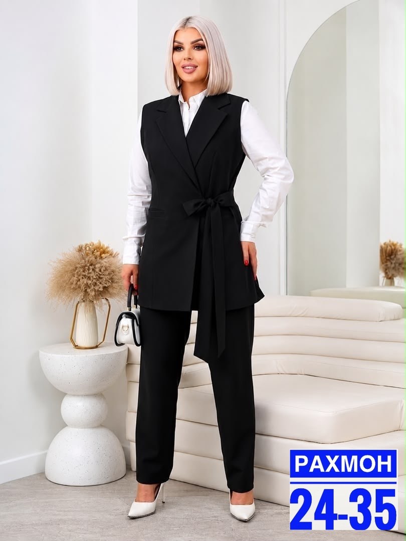 костюм брючный двойка tamikosh,костюм тройка женский,брючный костюм женский тройка,брючный костюм тройка,костюм брючный двойка с жилетом деловой tamikosh