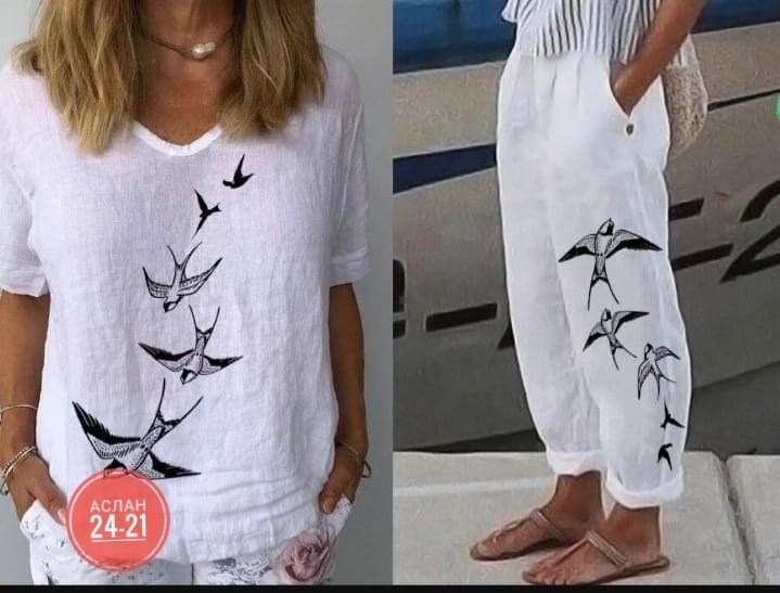 костюм женский,женские модные повседневные футболки,,женские футболки с принтом,костюм двойка женская