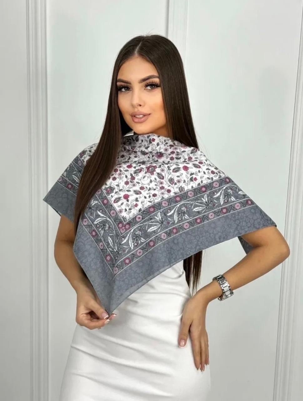 платки косынка,павлопосадский платок пленительный июль,женский платок,платок из хлопка,платок хлопок