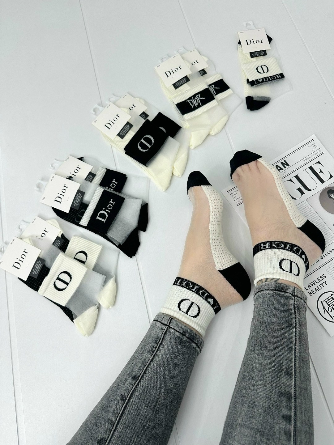 носки dior,женские носки,носки капроновые набор 5 пар,носки мода,носки диор женские