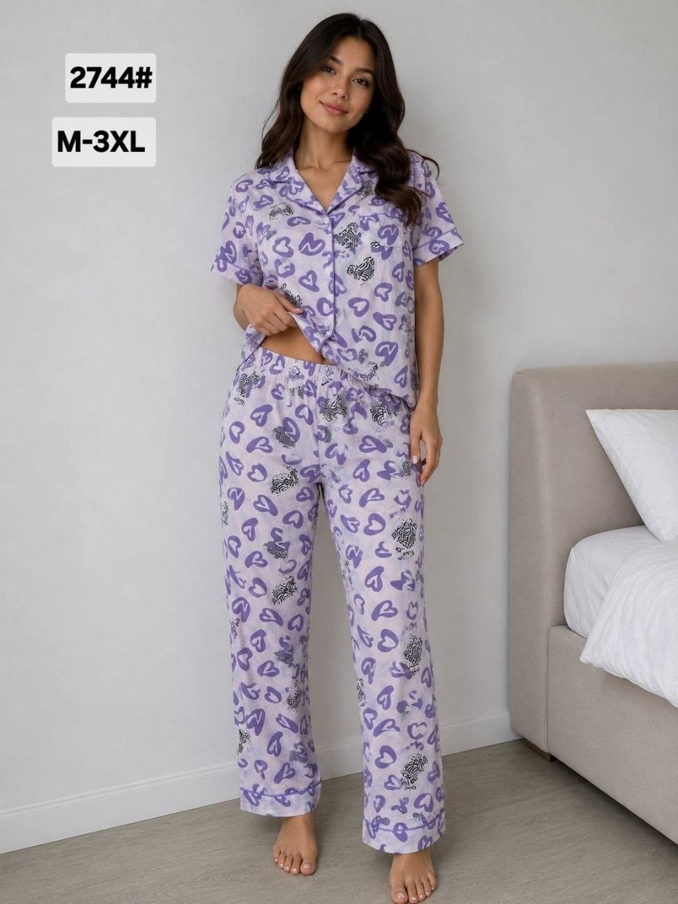 пижама женская с брюками m,l,xl,xxl,с сердечками,пижама женская с брюками,женская пижама,пижама домашняя,пижама женская с штанами и рубашкой