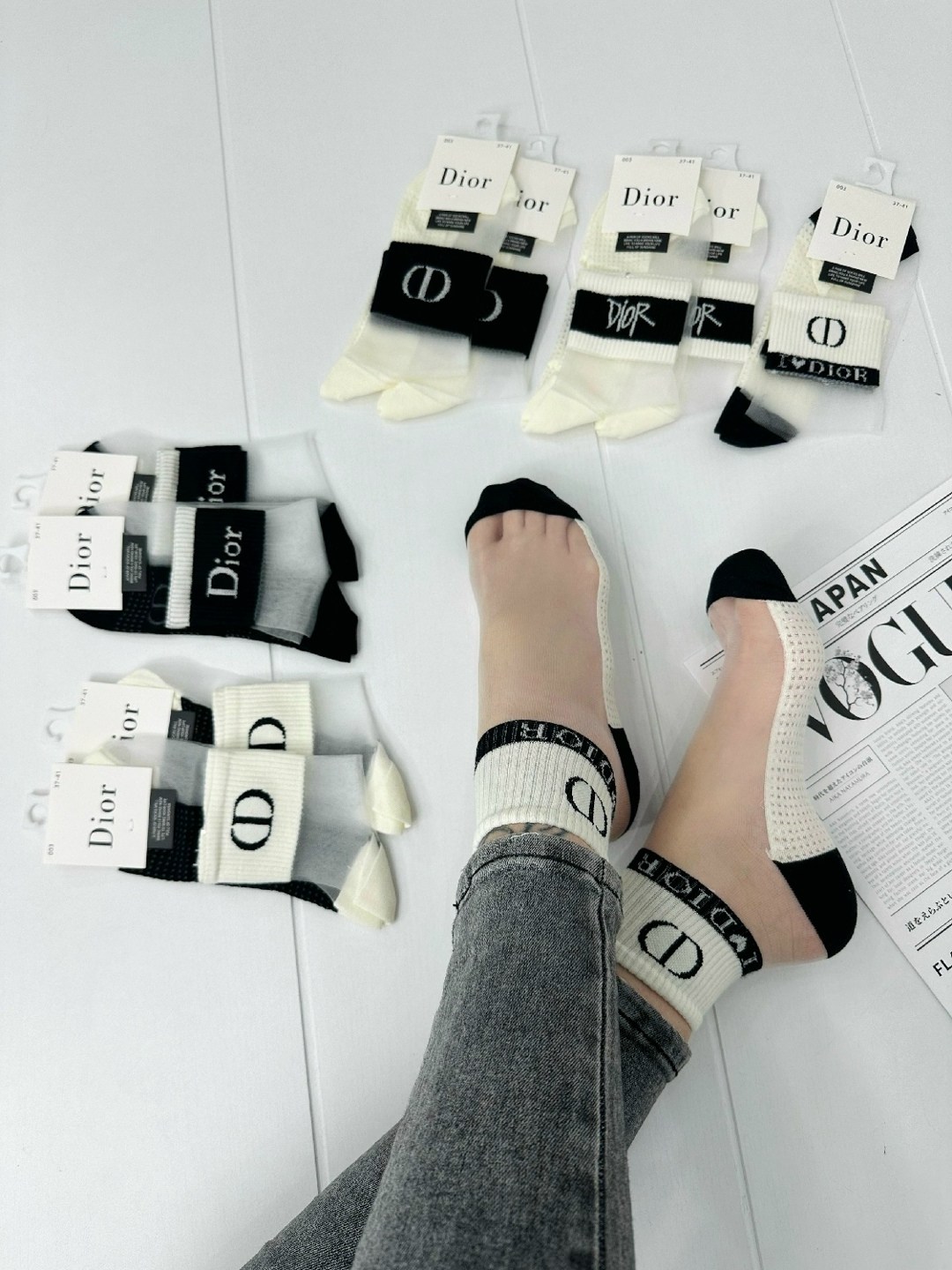 носки dior,женские носки,носки капроновые набор 5 пар,носки мода,носки диор женские