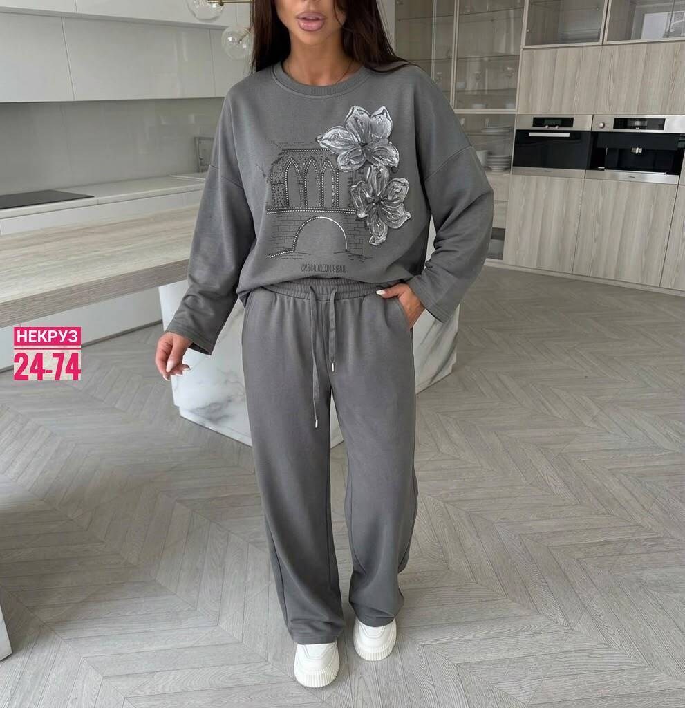 вязаный костюм свитшот и брюки trend collection,костюм трикотажный женский,спортивные костюмы женские,костюм женский,женский костюм на флисе