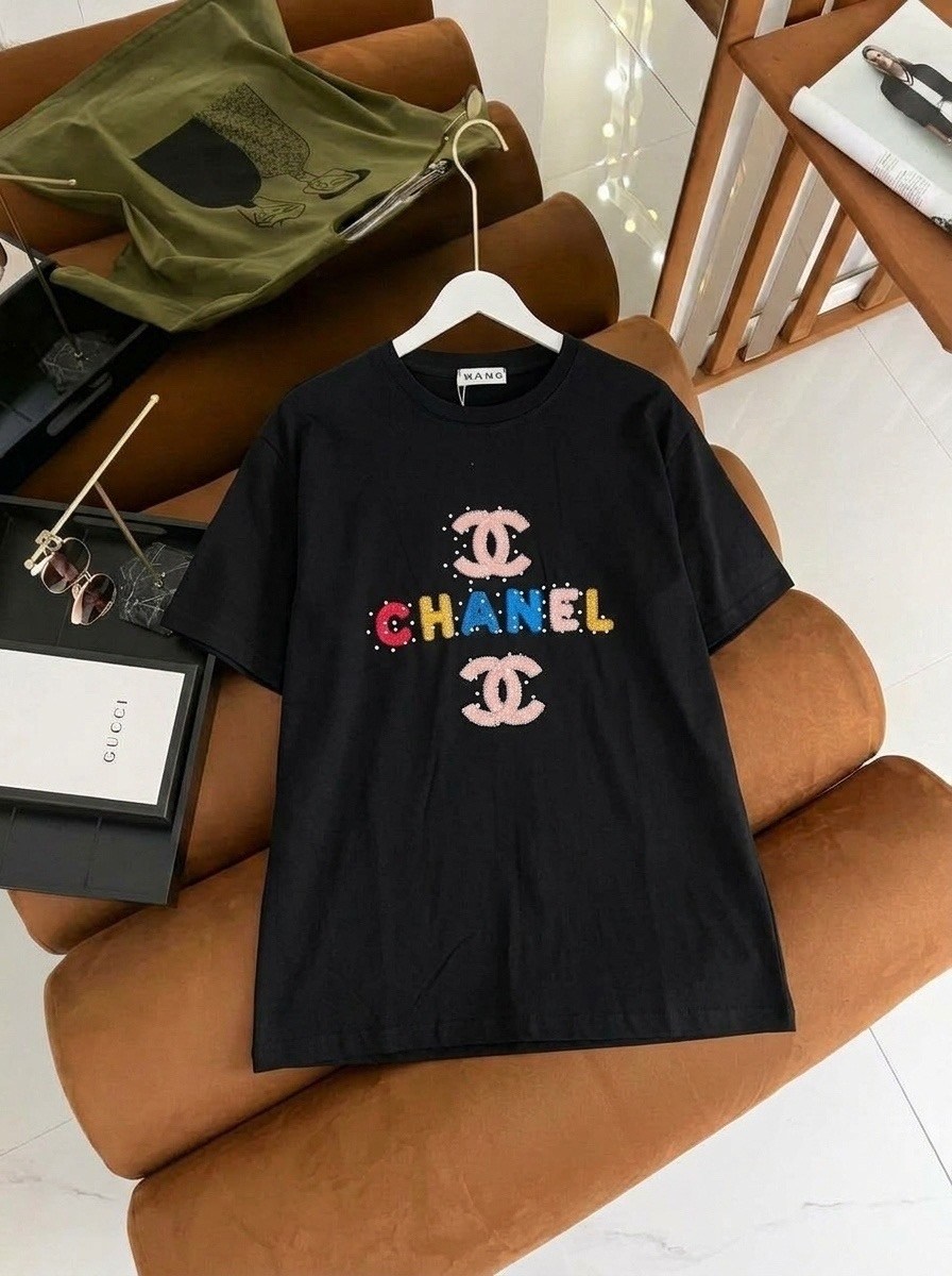 футболка chanel,футболка женская chanel,футболка chanel копия 1:1 черная хлопок,футболка с принтом chanel шанель,футболка шанель