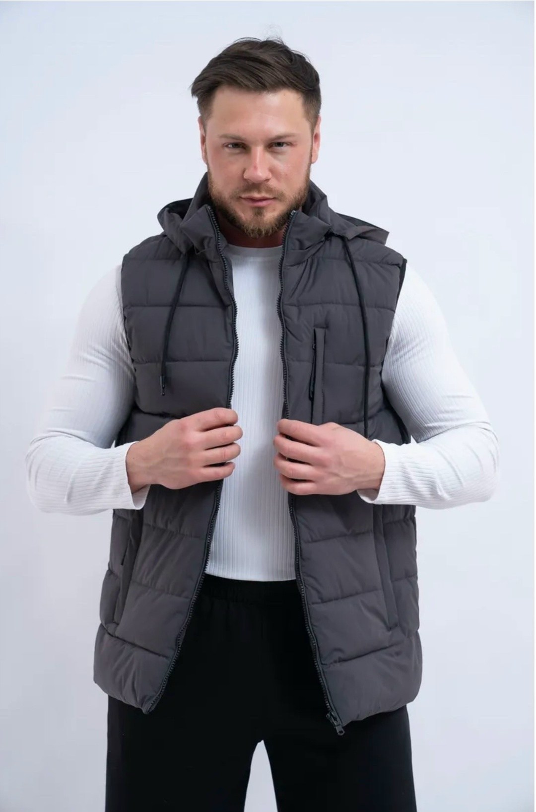 жилет утепленный мужской d&t store черный меланж,жилет мужской,жилетка мужская,жилетка демисезонная,жилетки