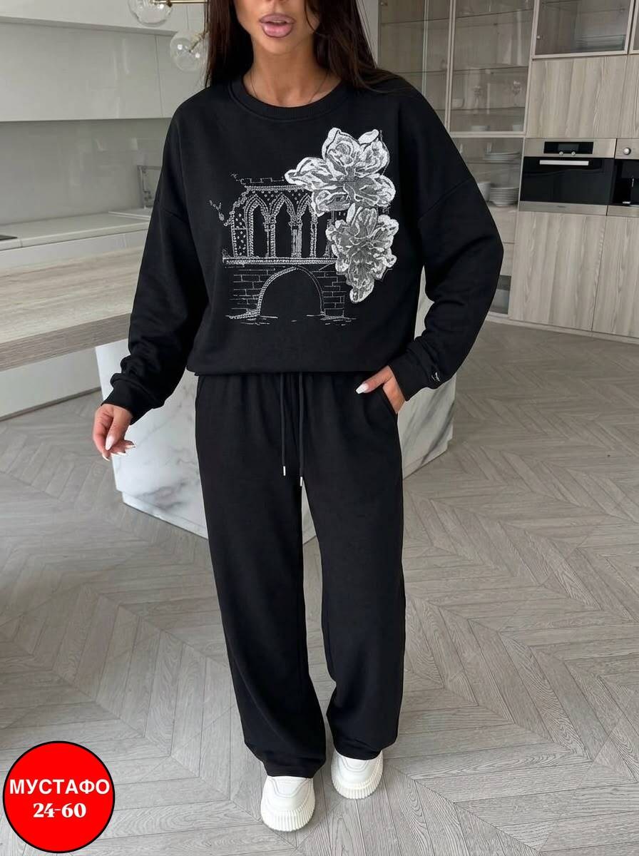 вязаный костюм свитшот и брюки trend collection,костюм трикотажный женский,костюм женский,спортивные костюмы женские,костюм трикотажный