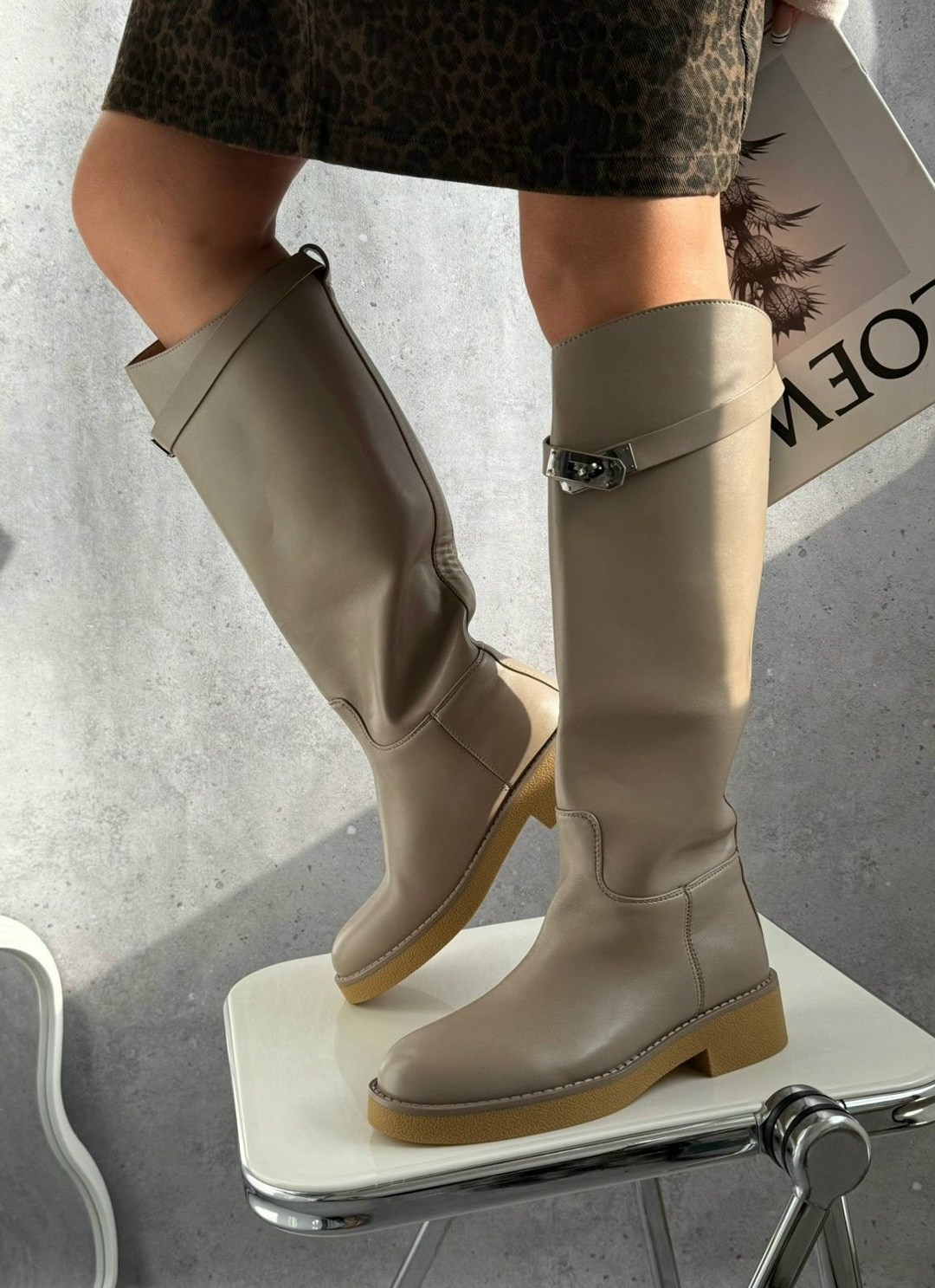 женские сапоги,сапоги бежевые,сапоги хермес,сапоги hermes,