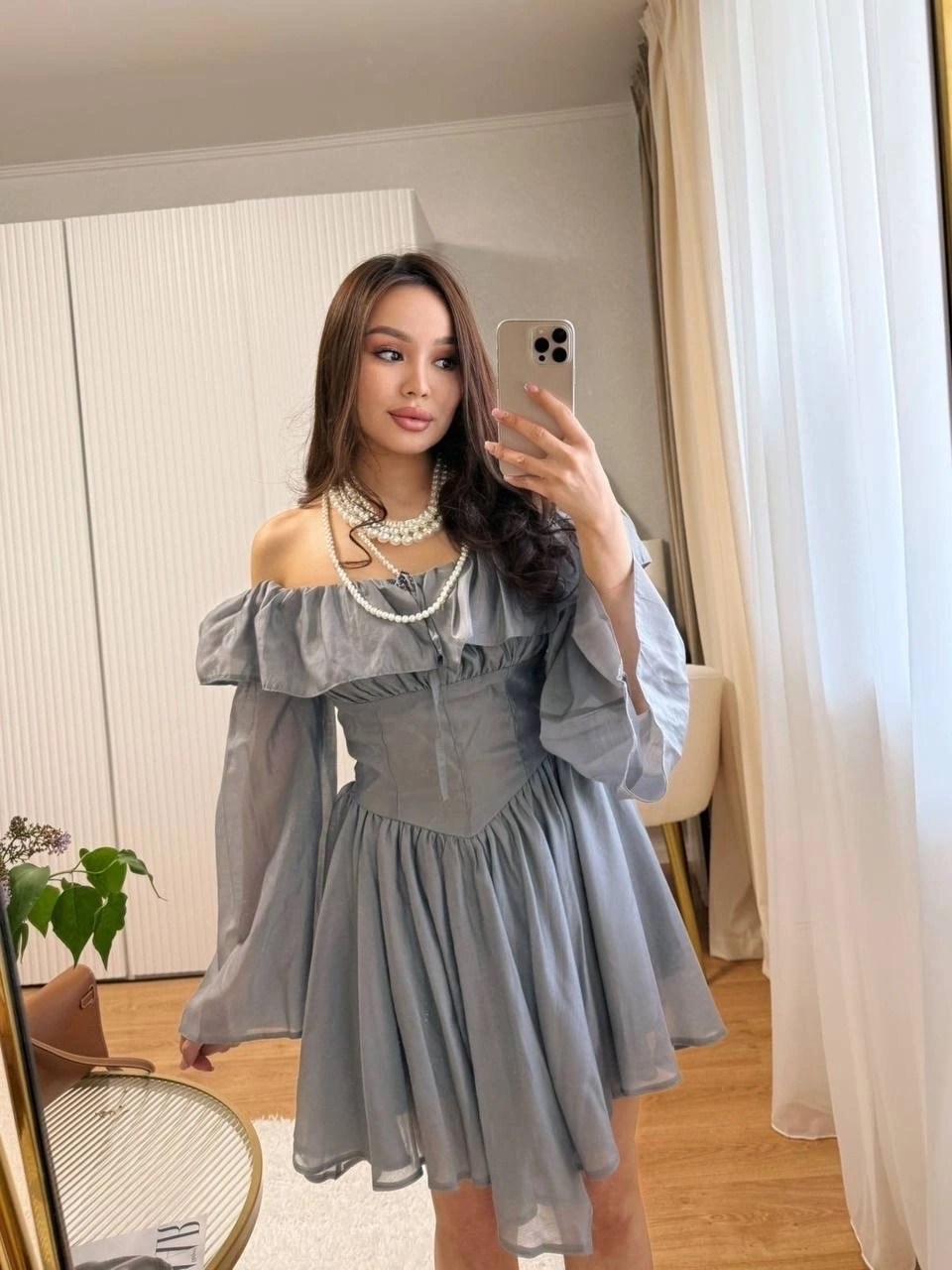 платье модное,корейские модные платья,шифоновое платье,платья в корейском стиле,платье с объемными рукавами