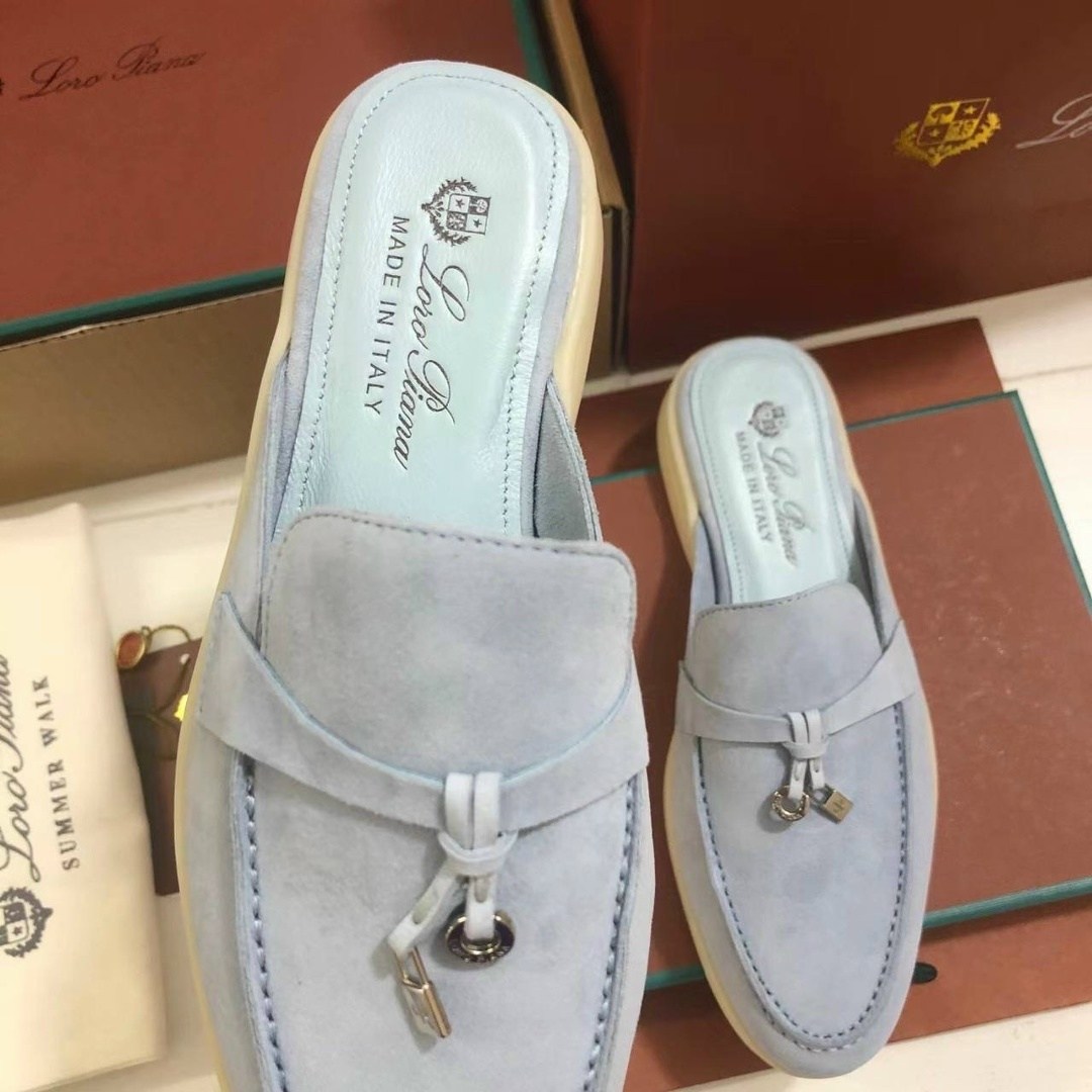 мюли loro piana,обувь,женские замшевые мюли loro piana голубые,мокасины лоро пиано женские,обувь женская