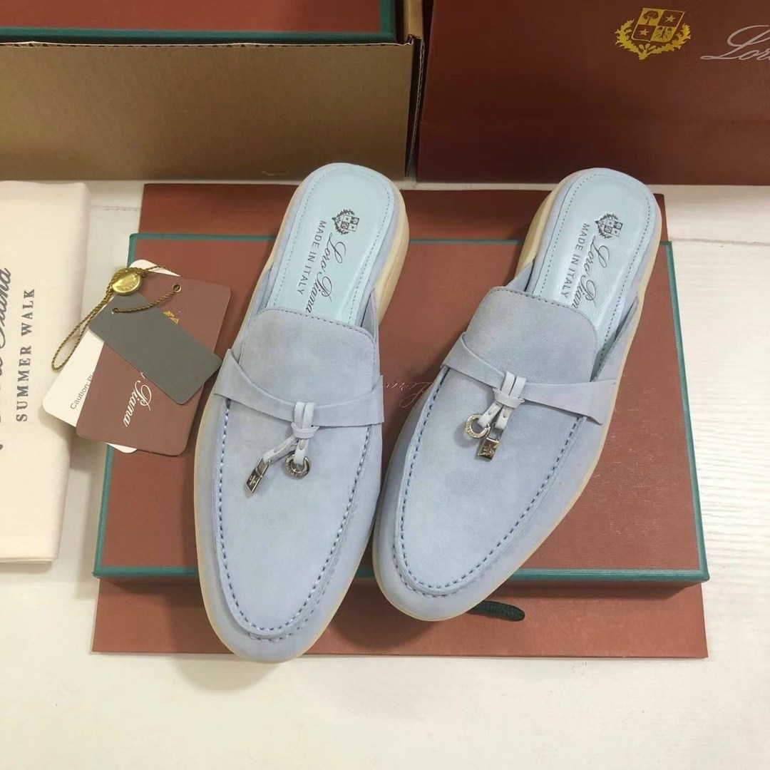 мюли loro piana,обувь,женские замшевые мюли loro piana голубые,мокасины лоро пиано женские,обувь женская