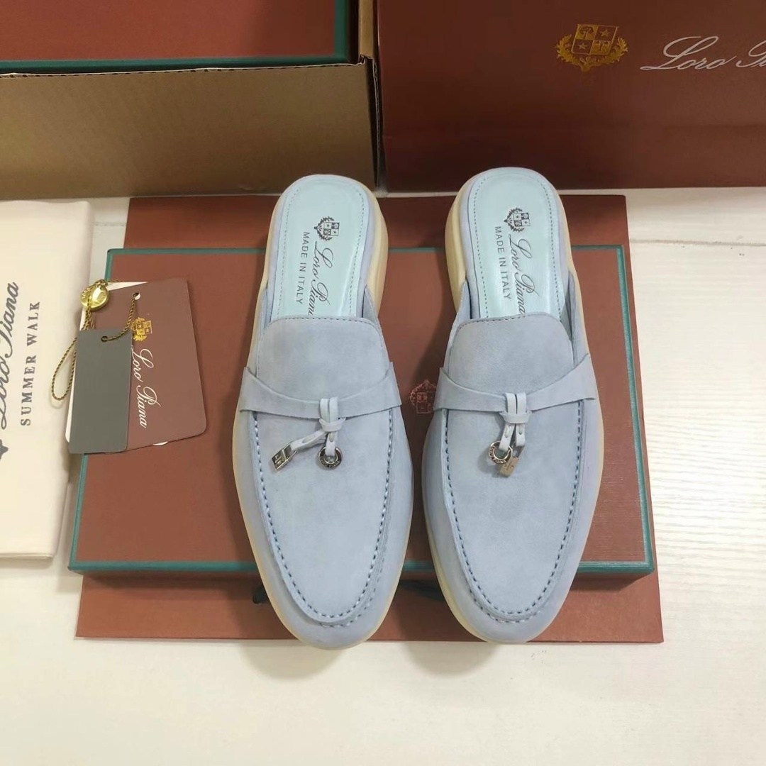 мюли loro piana,обувь,женские замшевые мюли loro piana голубые,мокасины лоро пиано женские,обувь женская