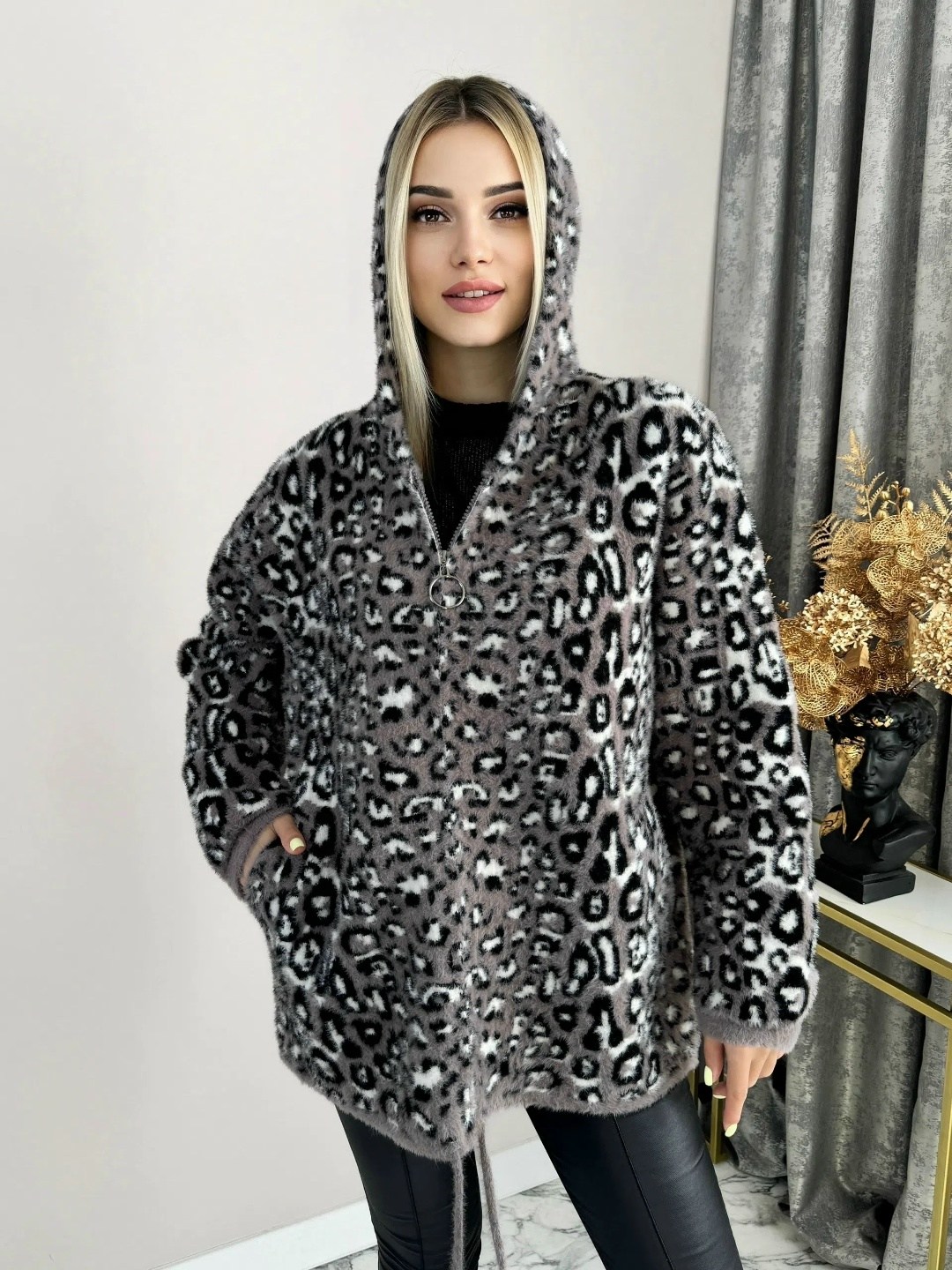кардиган теплый пушисты,женская куртка,кардиган леопардовый,кардиган альпака,кардиган