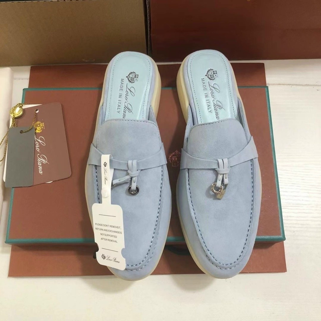 мюли loro piana,обувь,женские замшевые мюли loro piana голубые,мокасины лоро пиано женские,обувь женская