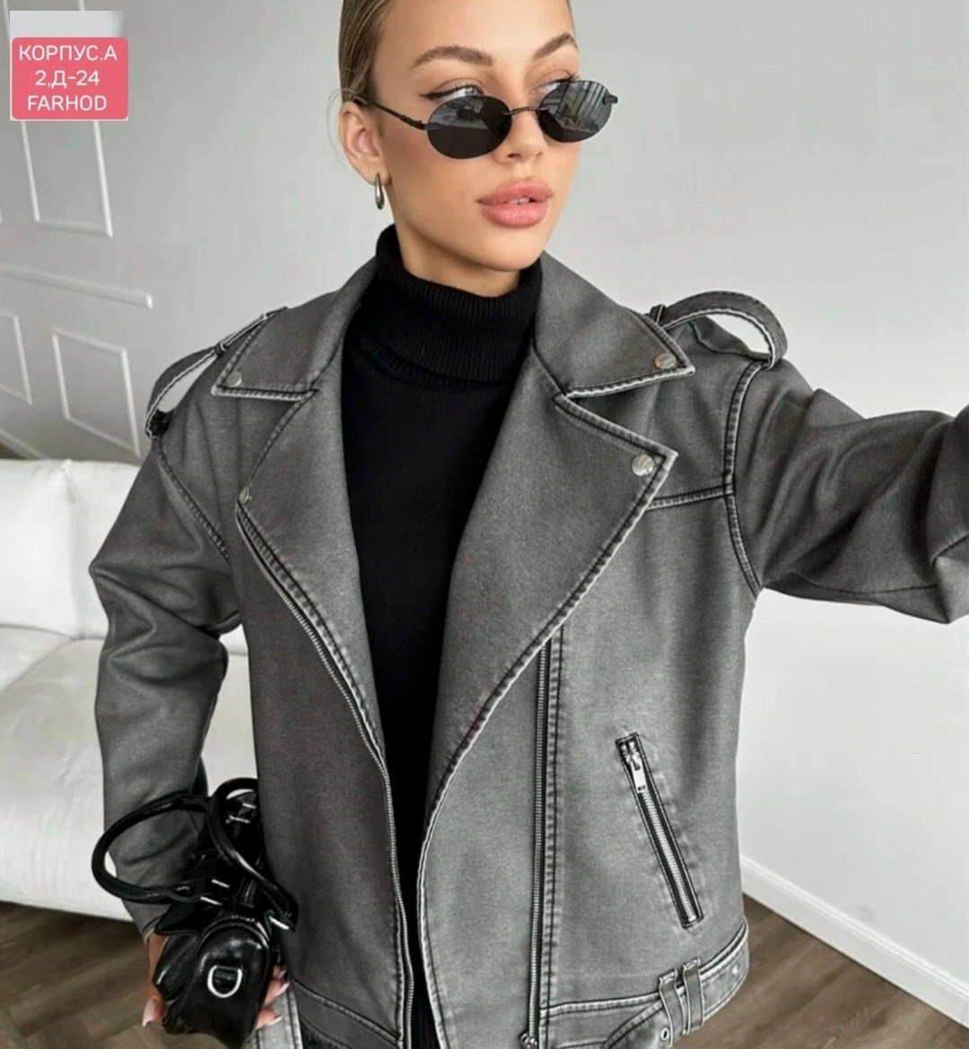 косуха винтажная куртка кожаная oversize серая monyken,кожаная куртка,женская кожаная куртка,куртка женская,косуха куртка