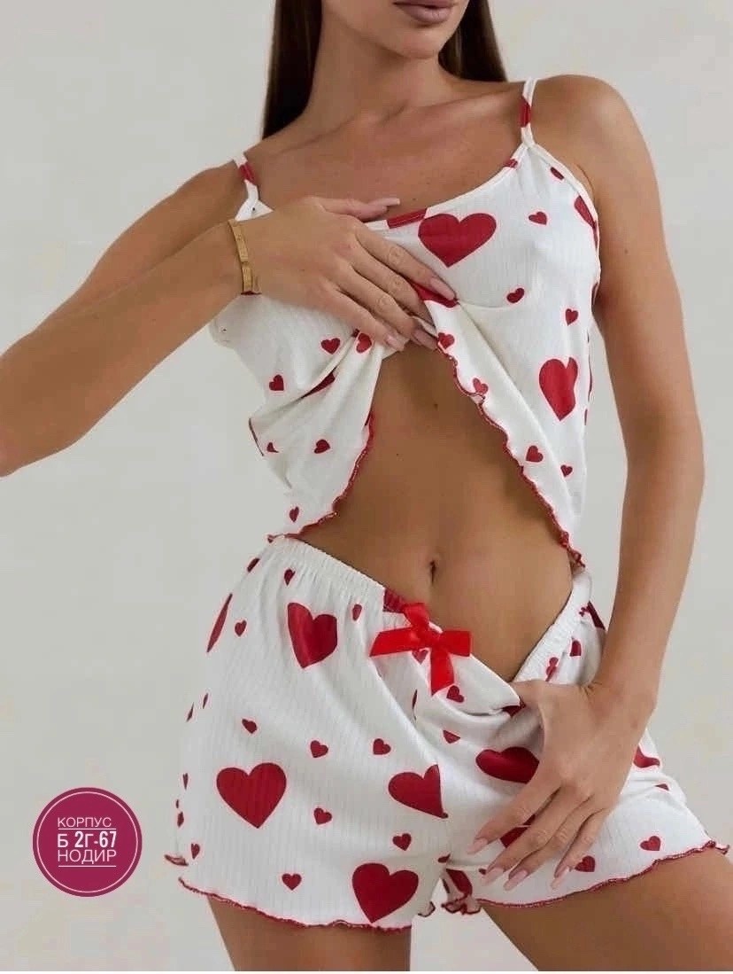 пижама с шортами и майкой mi corazón,женская пижама с шортами,пижама женская комплект,женская пижама,пижама женская шорты и топ
