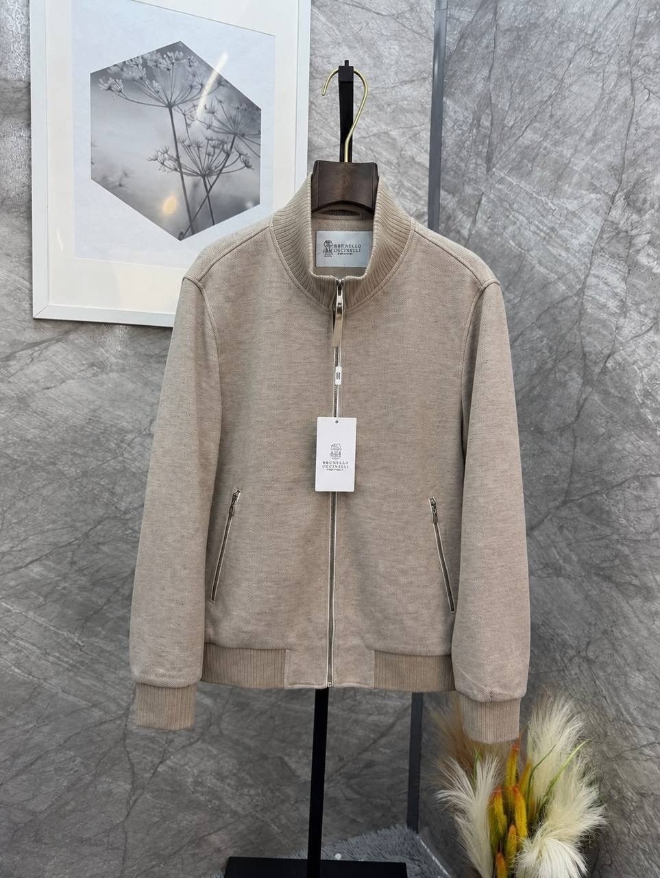 мужская куртка loro piana,толстовка из фактурного хлопка и кашемира с высоким воротом capobianco,куртка бомбер,мужская кофта,куртка мужская кашемир loro piana