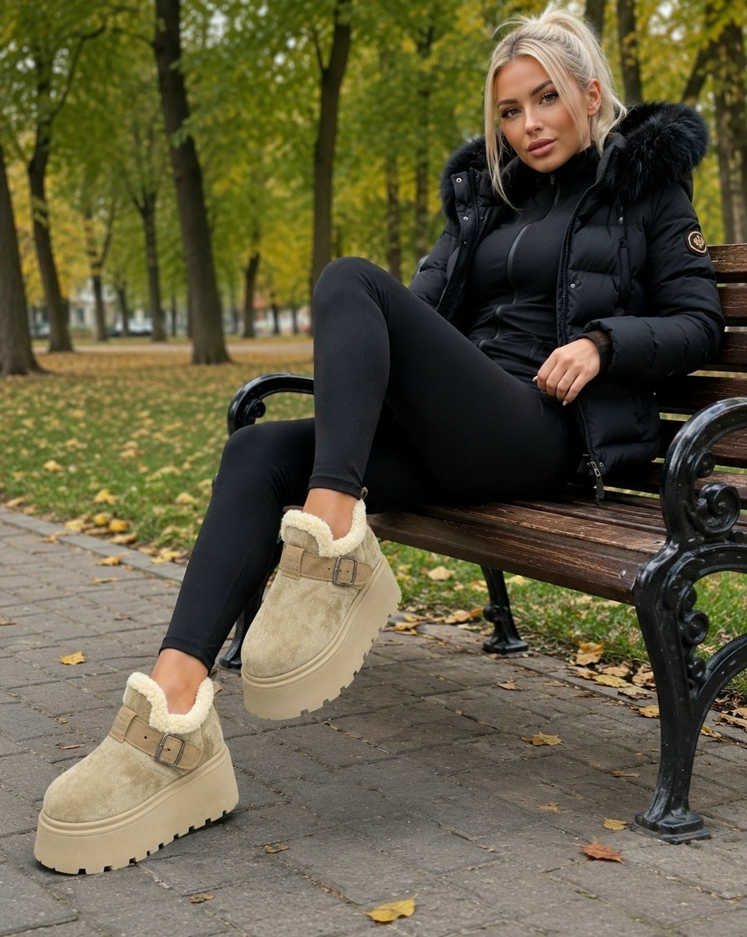 ,женская зимняя ,женская ,женские зимние ботинки,меховые замшевые туфли на плоской подошве на платформе