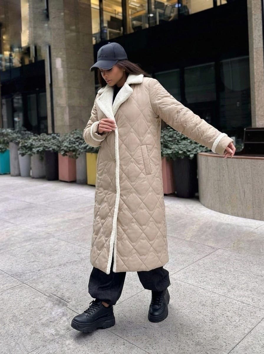 пальто стеганое женское ланика,пальто демисезонное длинное fabrika style "severina",пальто стеганое,стеганое женское пальто,стеганое женское пальто арт. 11644689