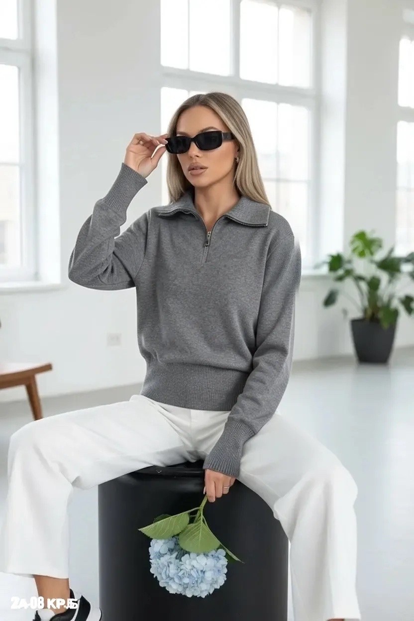 джемпер,свитер женский,свитер с горлом на молнии оверсайз kk fashion,свитер оверсайз,свитер с замком