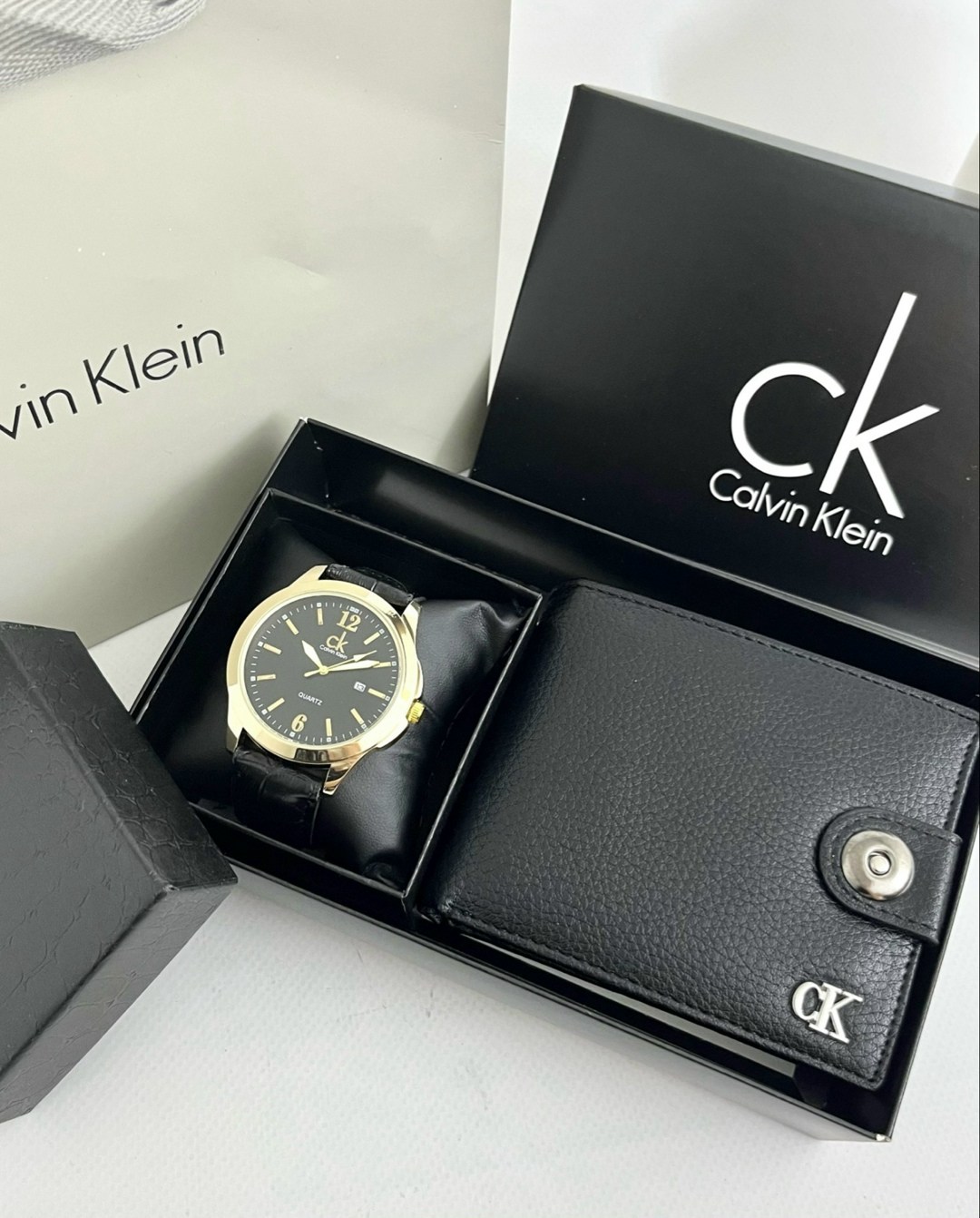 портмоне и часы подарочный бокс calvin klein,подарочный набор calvin klein,мужской подарочный набор,часы для мужчин,кошелек calvin klein