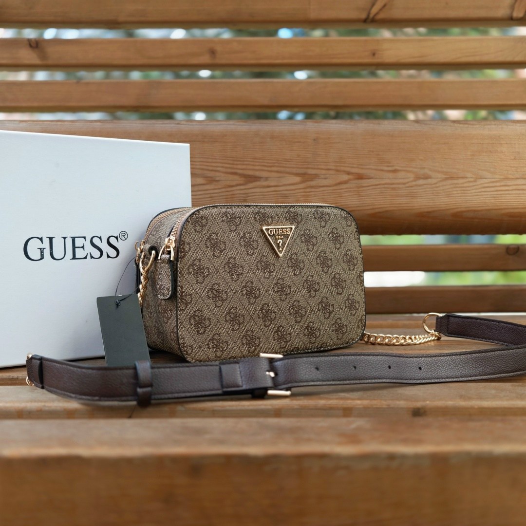 женская сумка guess,сумка на плечо кросс-боди guess,сумка через плечо guess noelle серо-коричневая,женская сумка через плечо guess,сумка guess