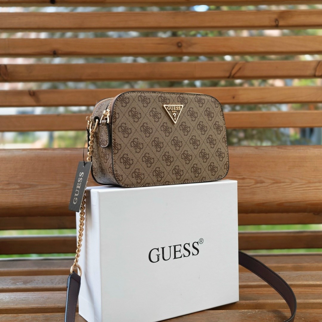 женская сумка guess,сумка на плечо кросс-боди guess,сумка через плечо guess noelle серо-коричневая,женская сумка через плечо guess,сумка guess