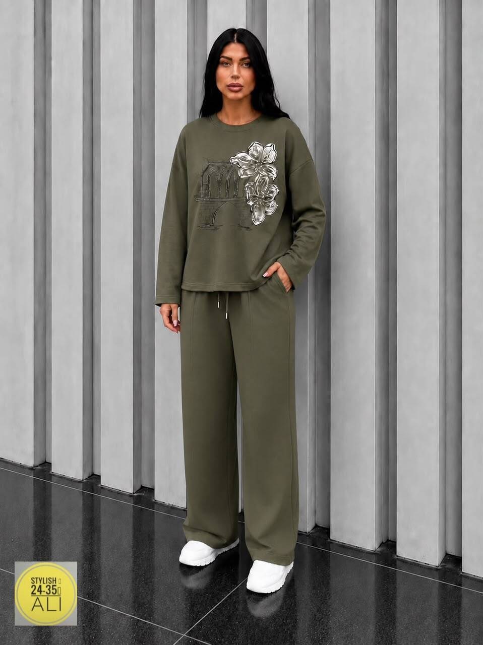 вязаный костюм свитшот и брюки trend collection,костюм трикотажный женский,спортивные костюмы женские,трикотажные костюмы,костюм спортивный