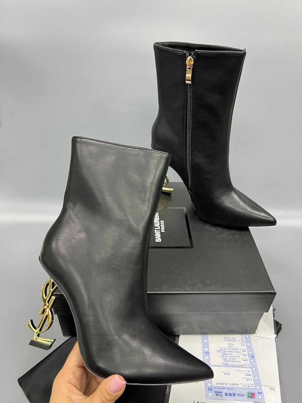 ботильоны сен лоран,ботильоны saint laurent,,черные ботильоны saint lauren,ботильоны ив сен лоран
