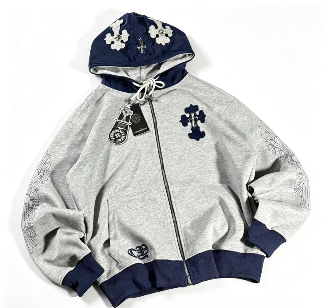 толстовка с замком и капюшоном chrome hearts,chrome hearts худи,chrome hearts grey cross hoodie,chrome hearts grey hoodie,chrome hearts hoodie