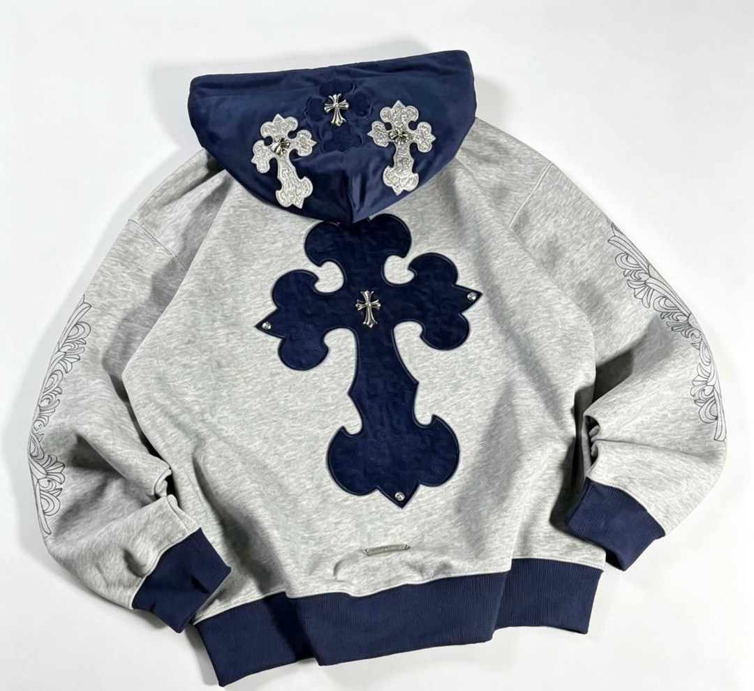 толстовка с замком и капюшоном chrome hearts,chrome hearts худи,chrome hearts grey cross hoodie,chrome hearts grey hoodie,chrome hearts hoodie