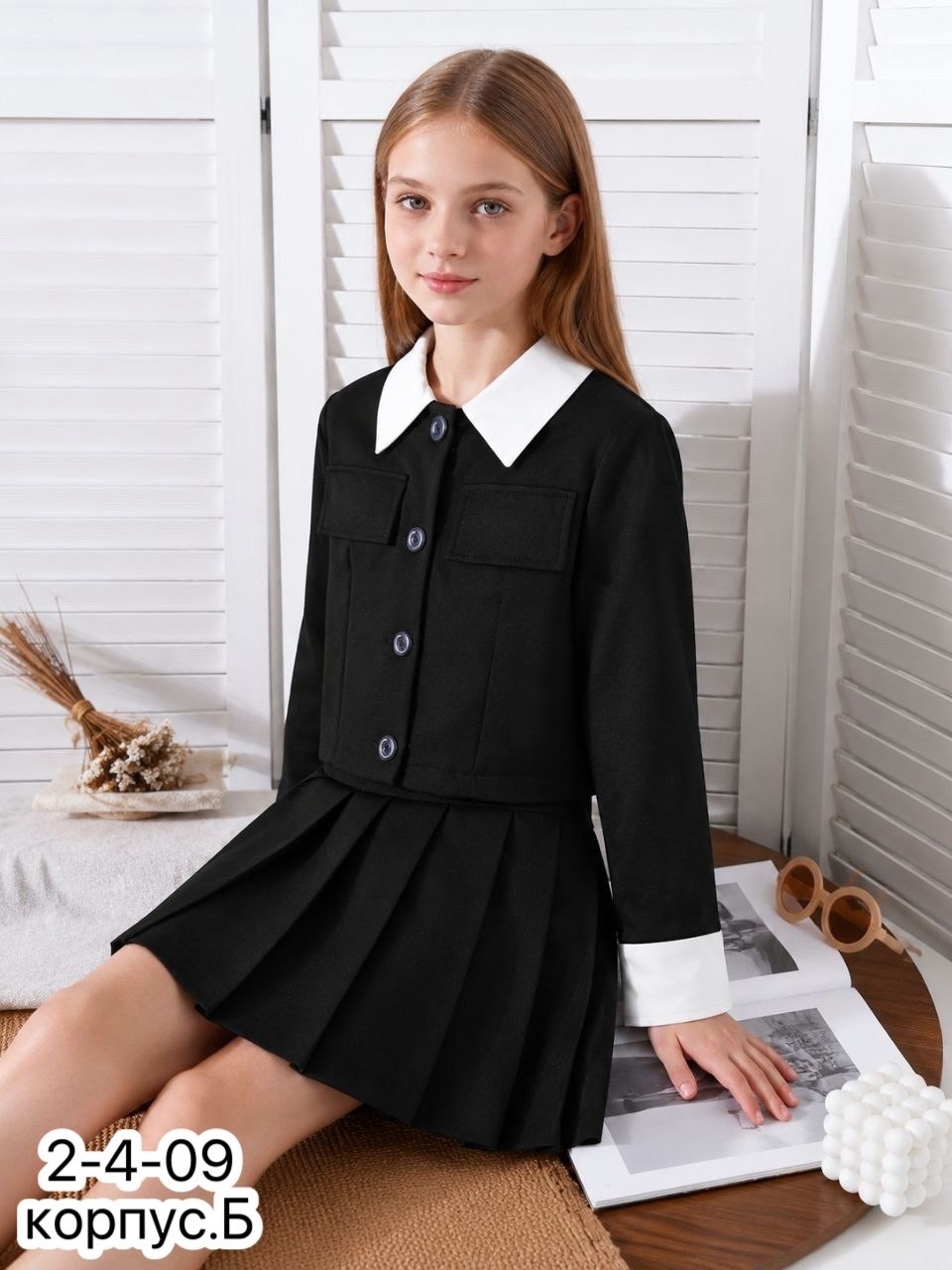 школьный костюм двойка с юбкой и укороченным пиджаком sheng yuan fashion,костюм школьный,школьная форма костюм,пиджак школьный для девочек,костюм школьный для девочек