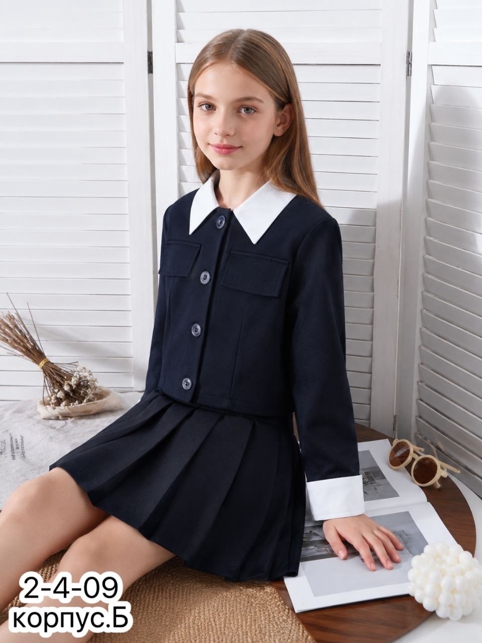 школьный костюм двойка с юбкой и укороченным пиджаком sheng yuan fashion,костюм школьный,школьная форма костюм,пиджак школьный для девочек,костюм школьный для девочек