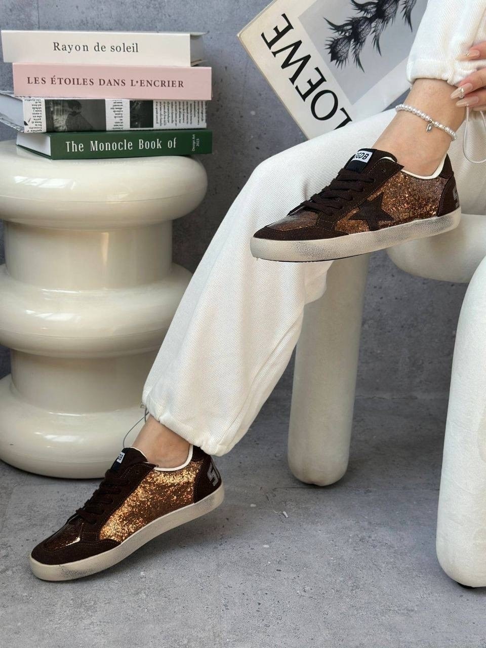 кеды super-star с блестками golden goose черный,,кеды golden goose,golden goose кеды hi star на платформе черный,стильные кеды