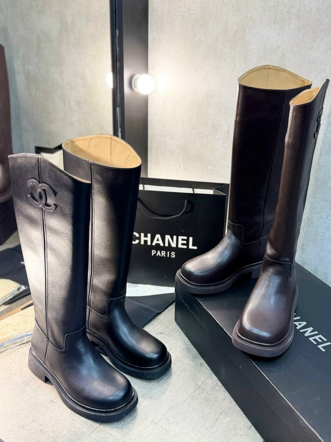 сапоги chanel,сапоги шанель,женские кожаные сапоги chanel premium black,сапоги,женские осенние сапоги chanel 2026 черные кожаные высокие