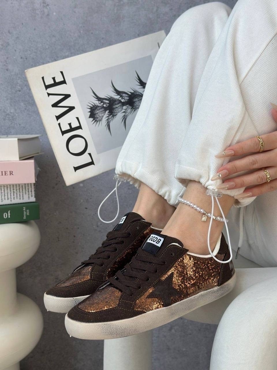 , женская,кеды super-star с блестками golden goose черный,golden goose кеды superstar с блестками,кеды golden goose