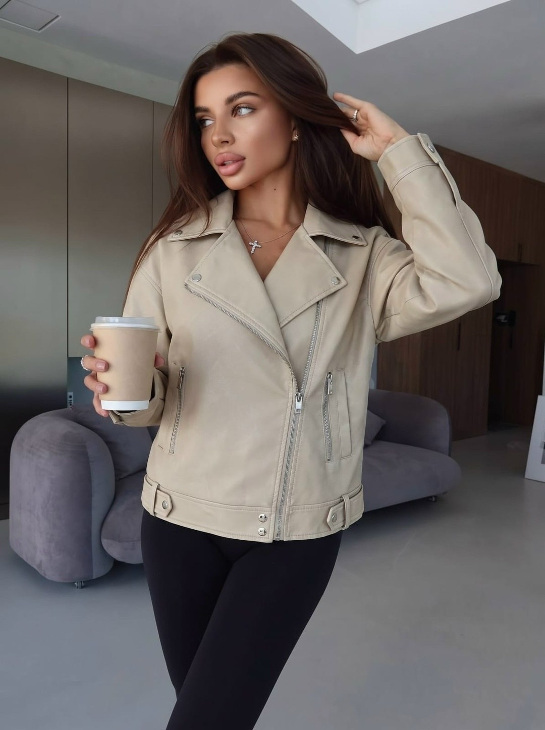 косуха винтажная куртка кожаная oversize серая monyken,косуха куртка,косуха кожаная женская куртка оверсайз,женская косуха,косуха