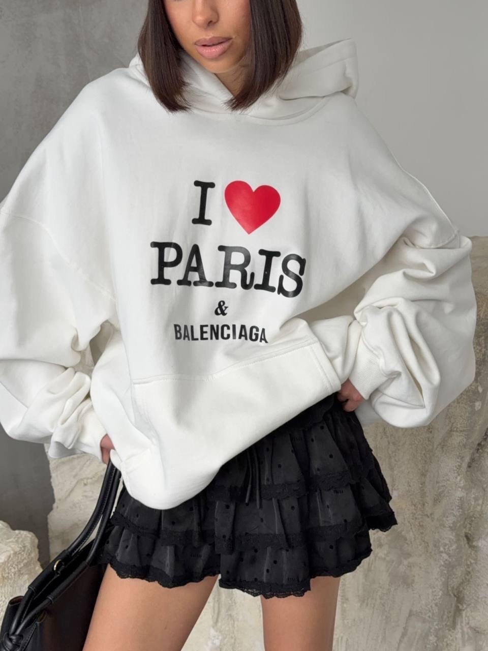 худи оверсайз,худи balenciaga,кофта белая женская,свитшот женская,свитшот толстовка