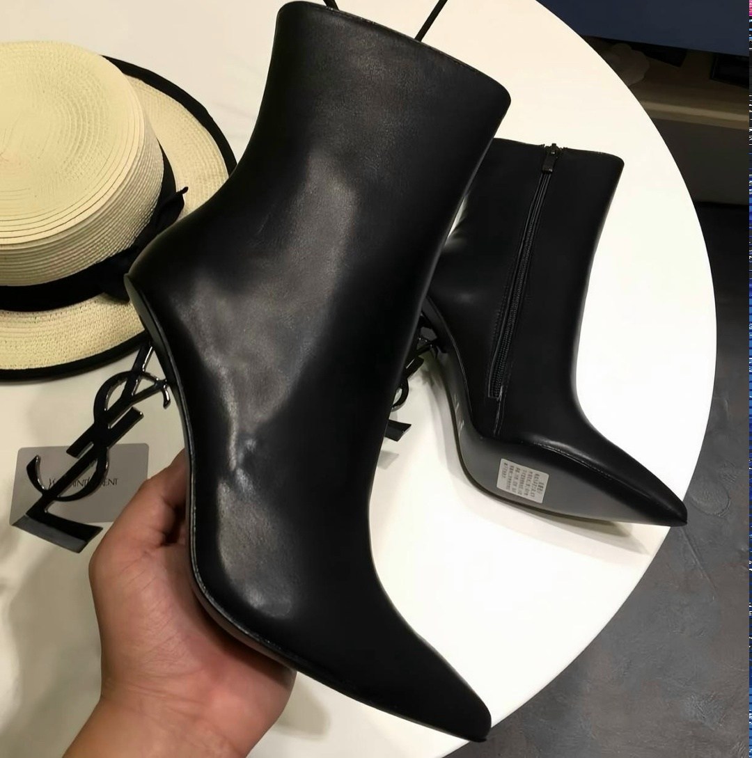 ботильоны ив сен лоран,ботильоны saint laurent,лакированные сапоги,туфли ив сен лоран с каблуком,черные ботильоны