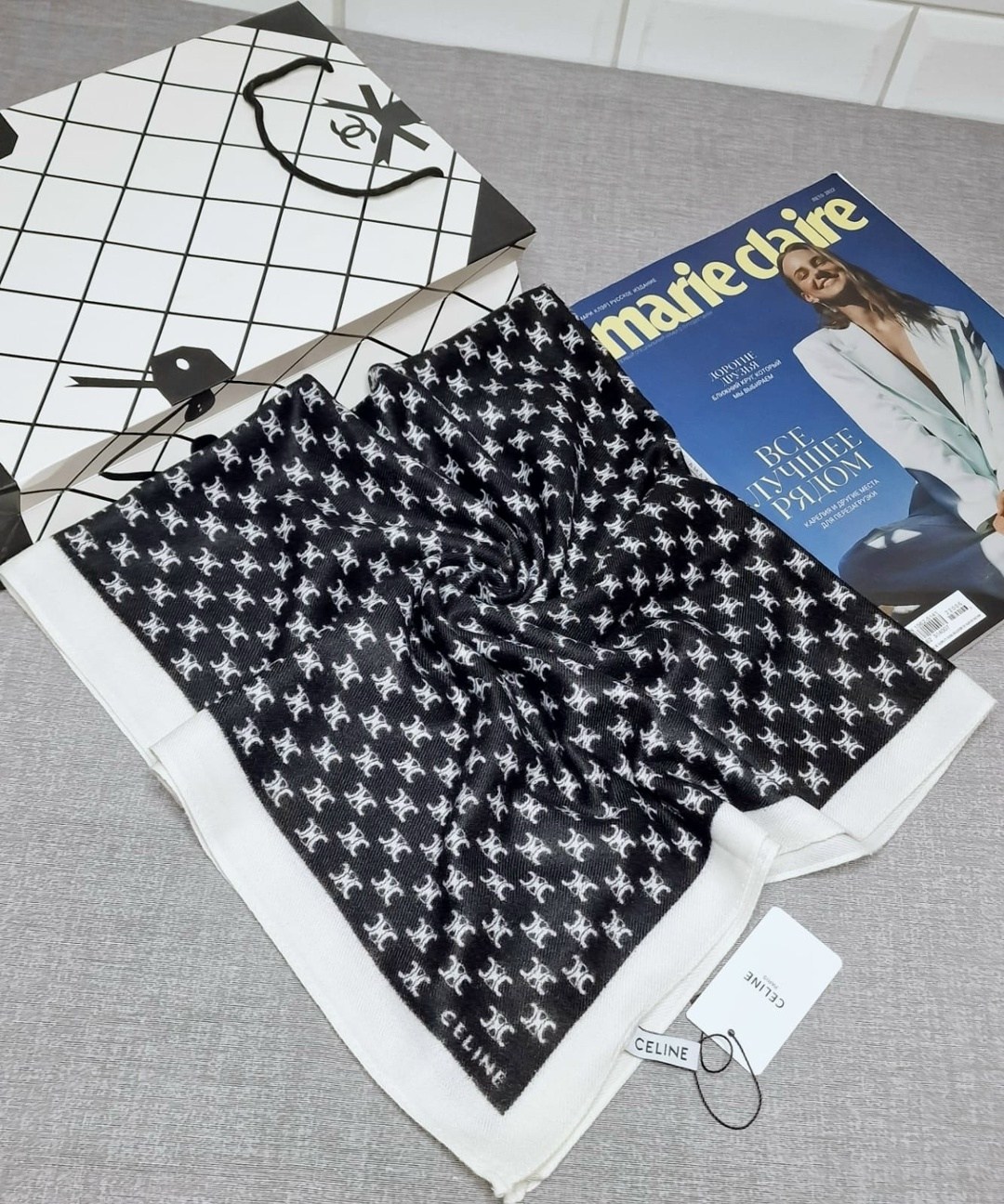 брендовый платок из шерсти celine,брендовый платок,женский платок,шелковый платок шанель,платок celine