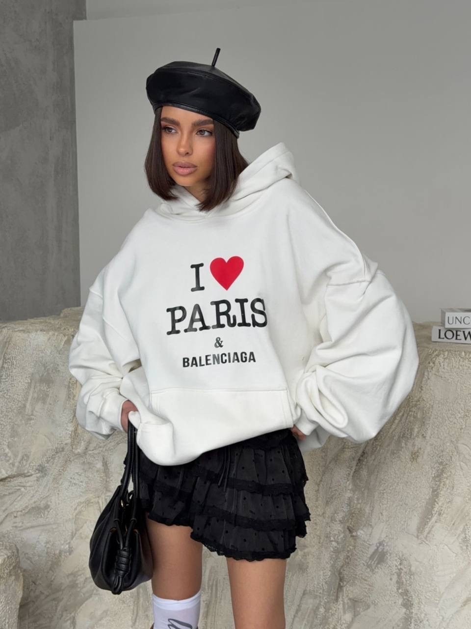 худи оверсайз,худи balenciaga,кофта белая женская,свитшот женская,свитшот толстовка
