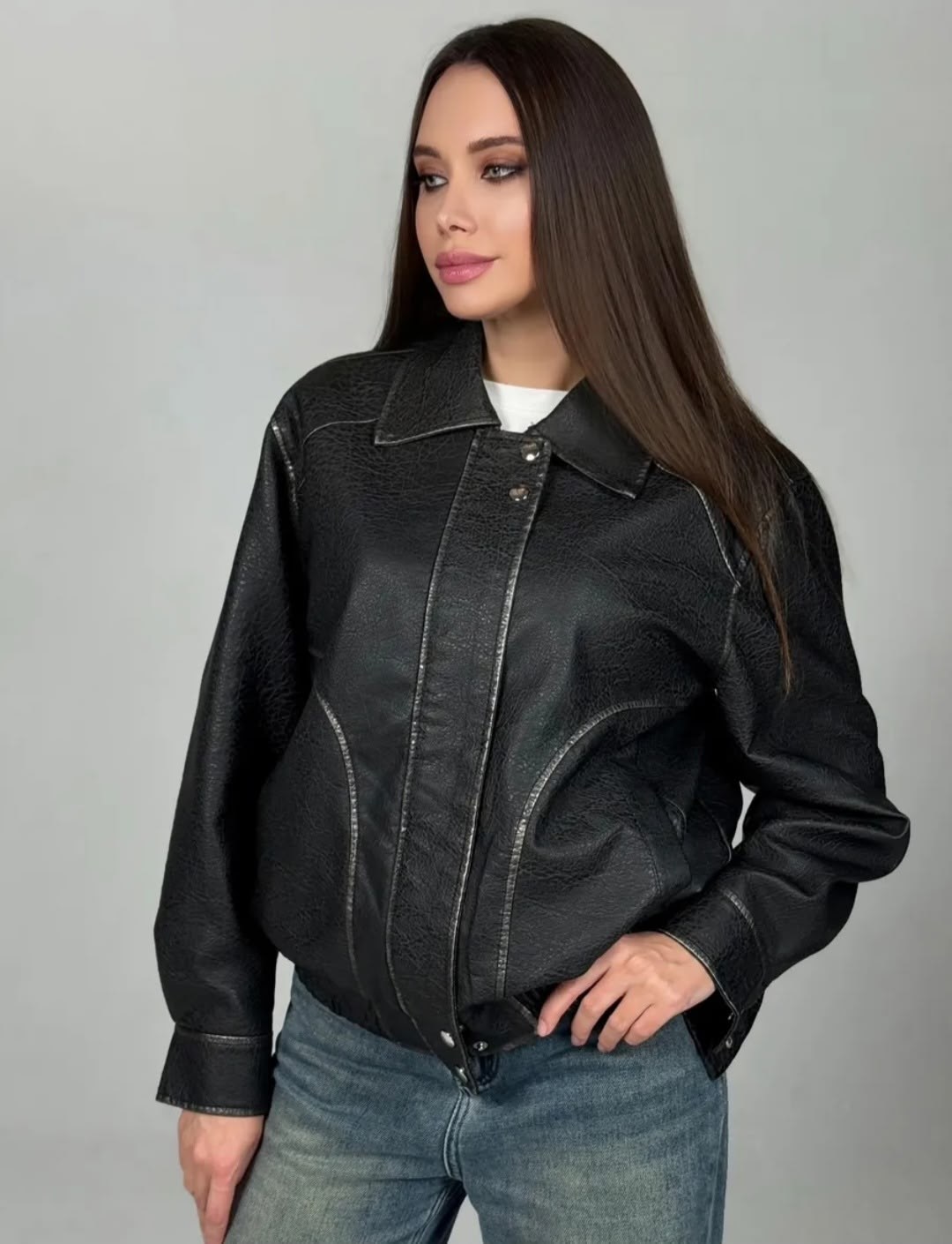 кожаная куртка,косуха из экокожи sh-fashion 203240058,куртка косуха,косуха кожаная,косуха женская