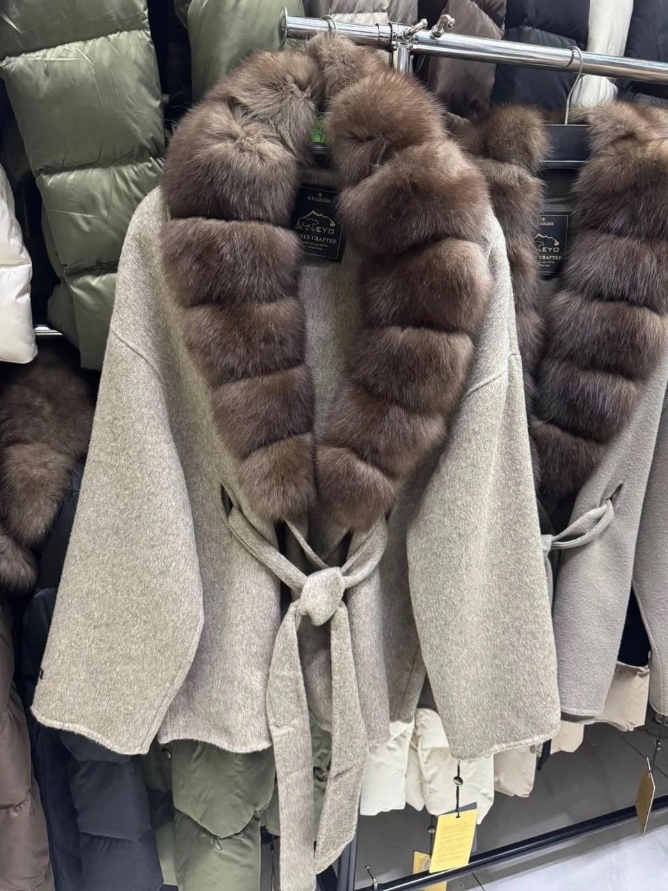 пальто шерстяное с мехом соболя stone,пальто с мехом,пальто соболь,пальто с мехом соболя,пальто с мехом песца