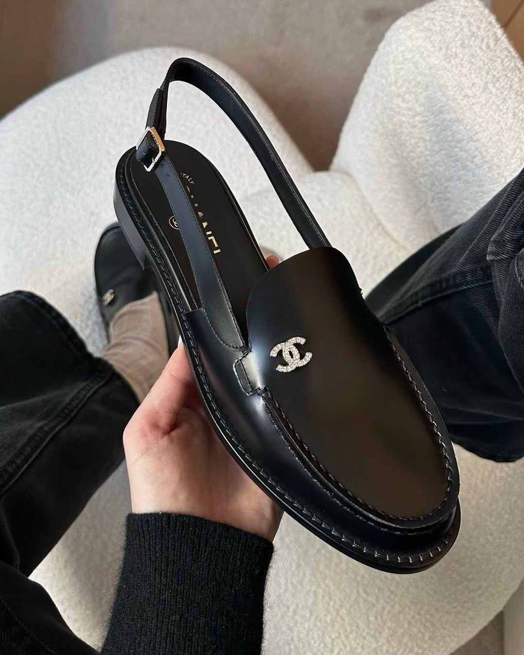 лоферы chanel,лоферы celine,лоферы с открытой пяткой,туфли chanel,женские лоферы