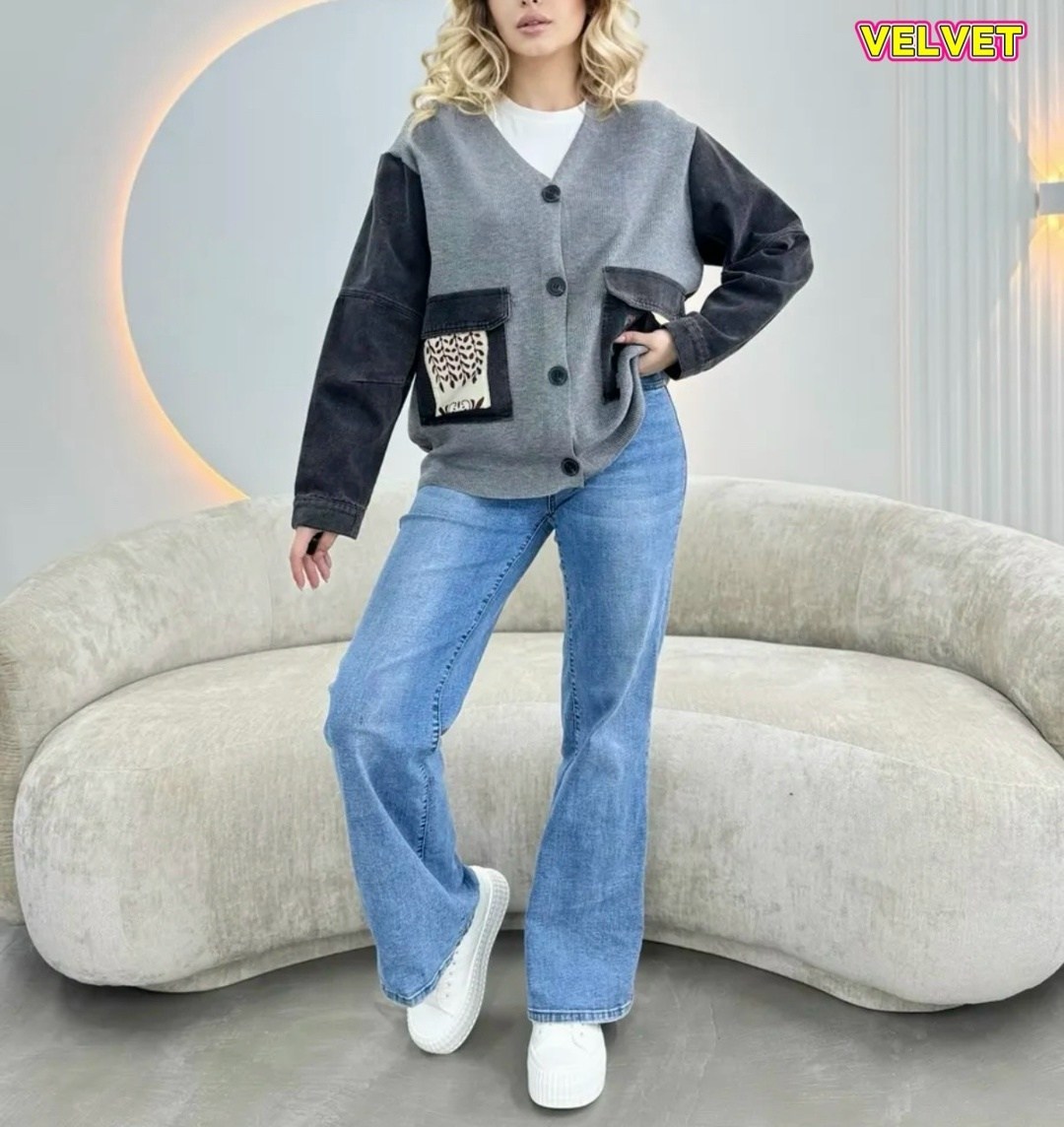 кофта женская,кофты молодежные,стильная кофта,женский джинсовый кардиган с карманами ewq,джинсовый кардиган женский большого размера